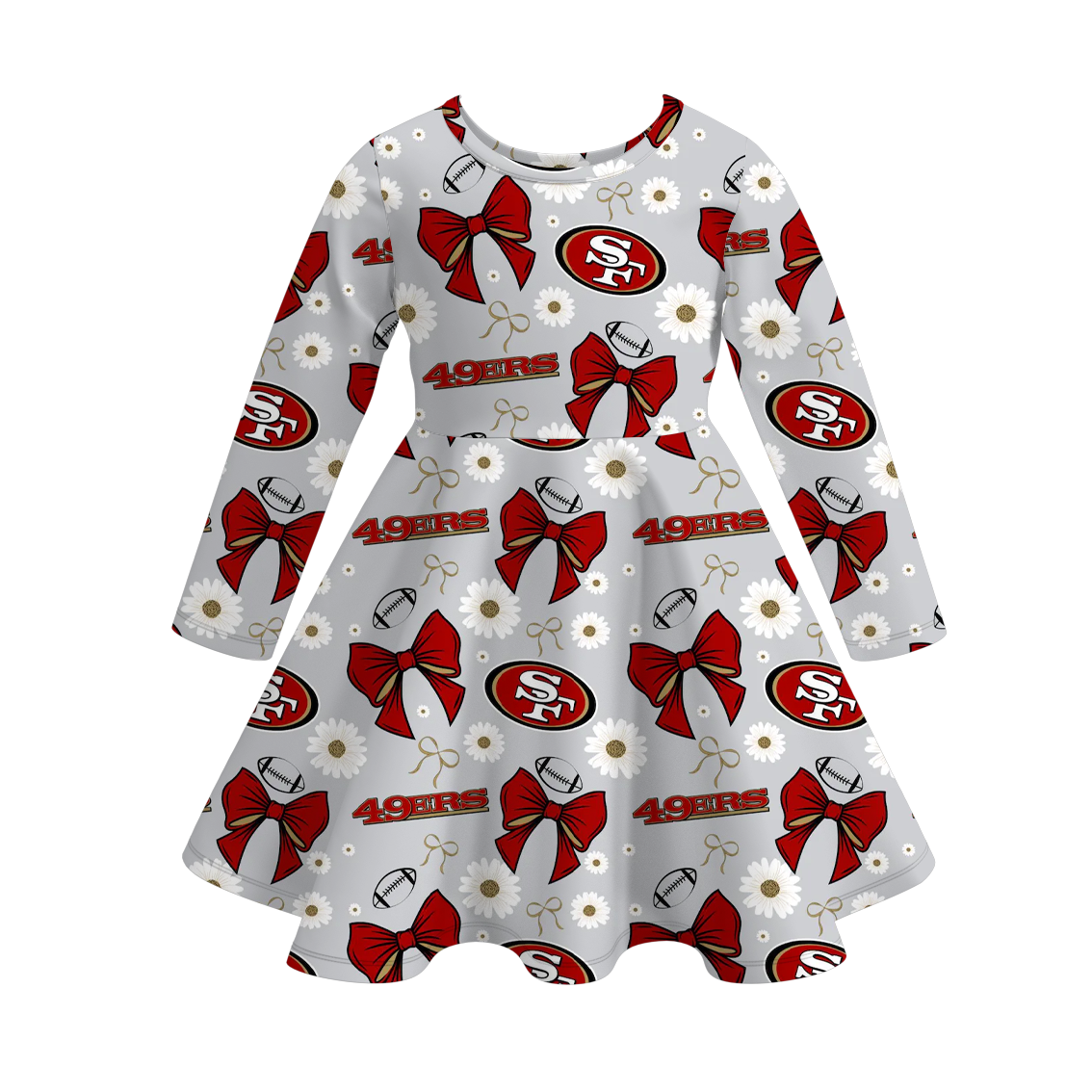 （Pre Order）Girls Fall Football Print Dress