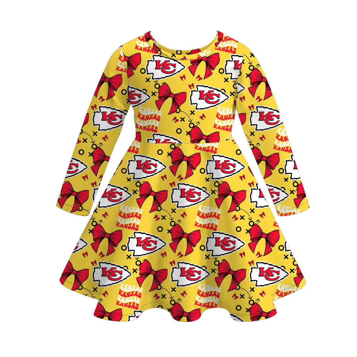 （Pre Order）Girls Fall Football Print Dress