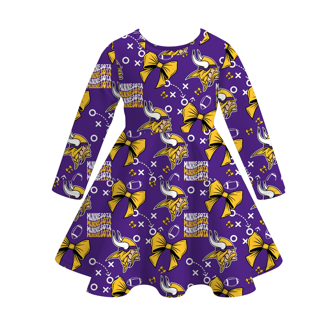 （Pre Order）Girls Fall Football Print Dress