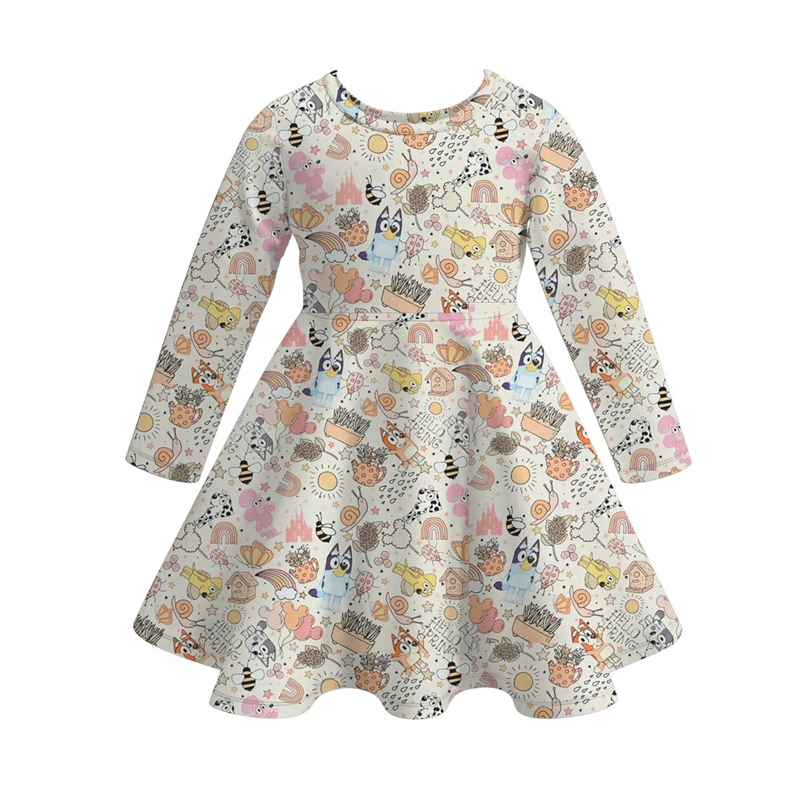 （Pre Order）Girls Fall Cartoon Print Dress