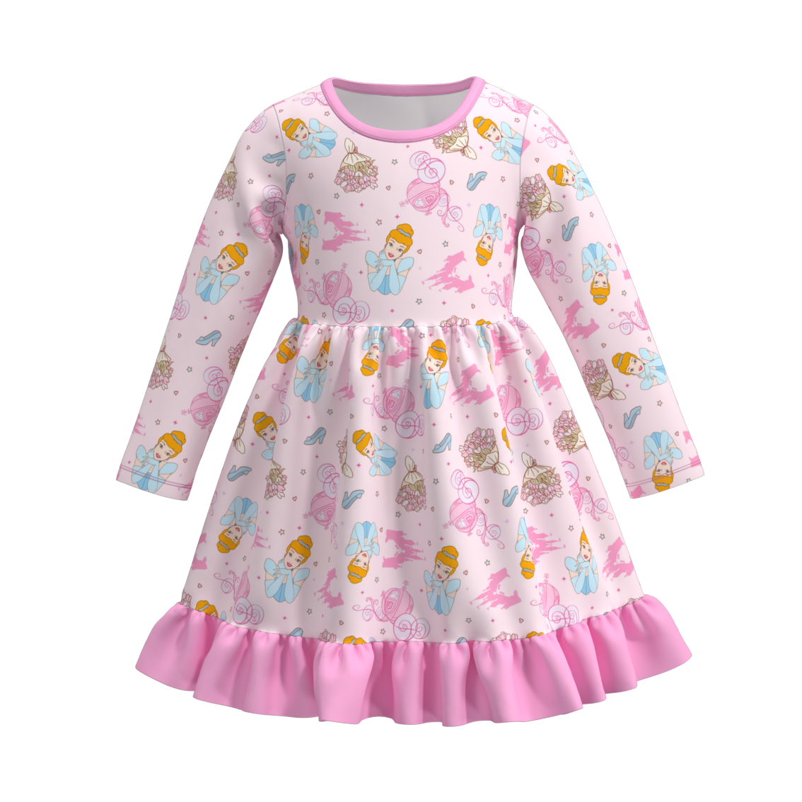 （Pre Order）Girls Valentine's Day Cartoon Print Dress