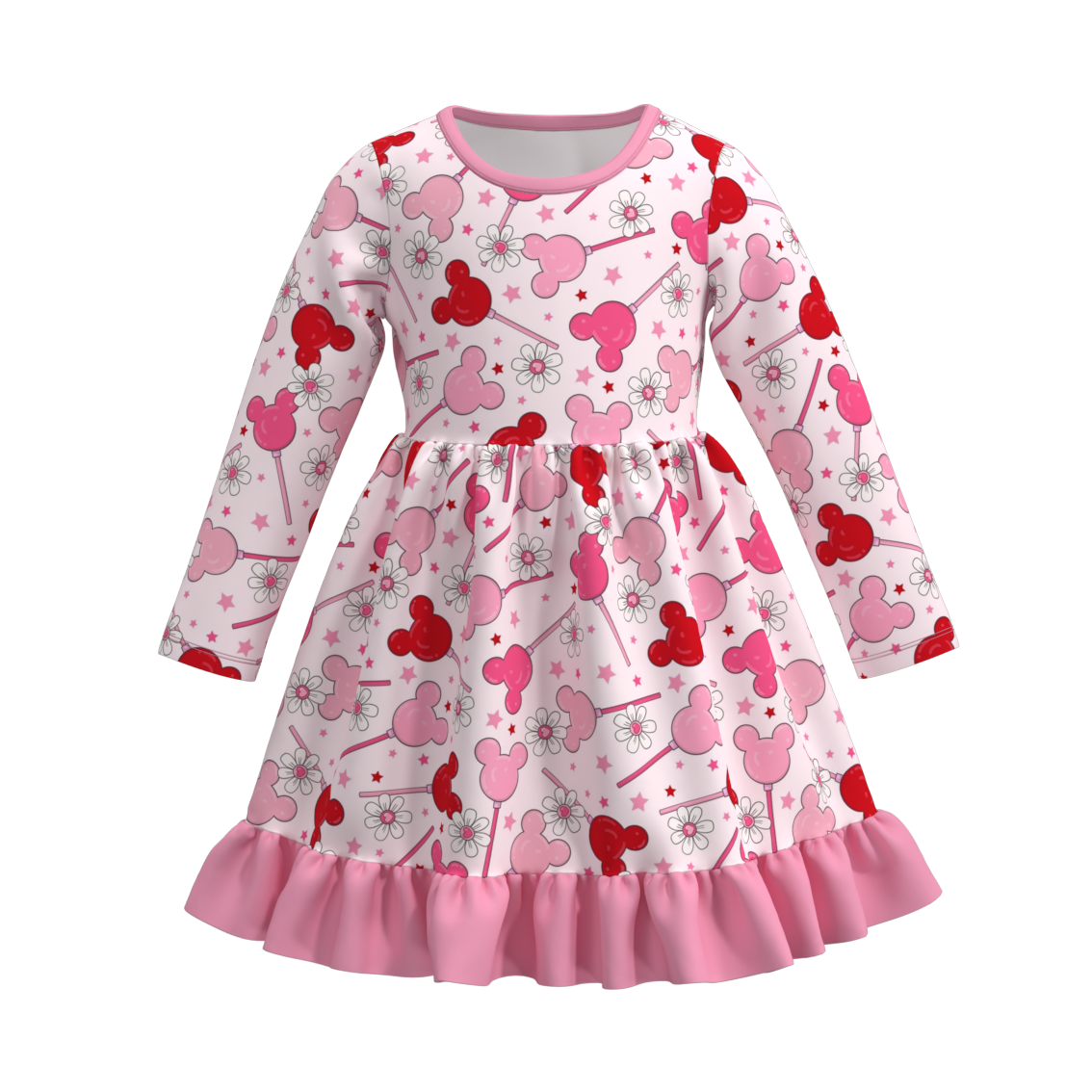 （Pre Order）Girls Valentine's Day Cartoon Print Dress