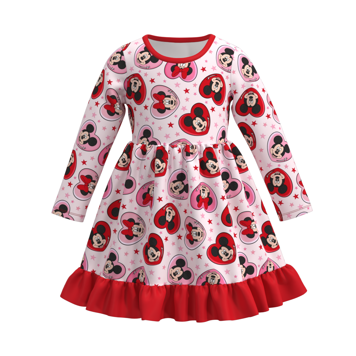 （Pre Order）Girls Valentine's Day Cartoon Print Dress