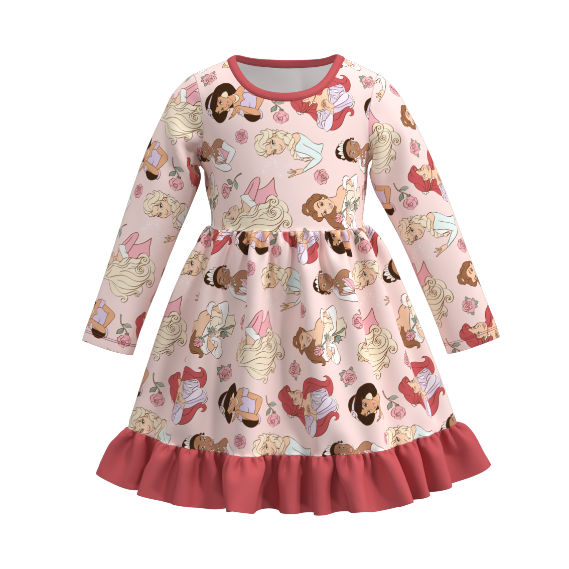 （Pre Order）Girls Valentine's Day Cartoon Print Dress