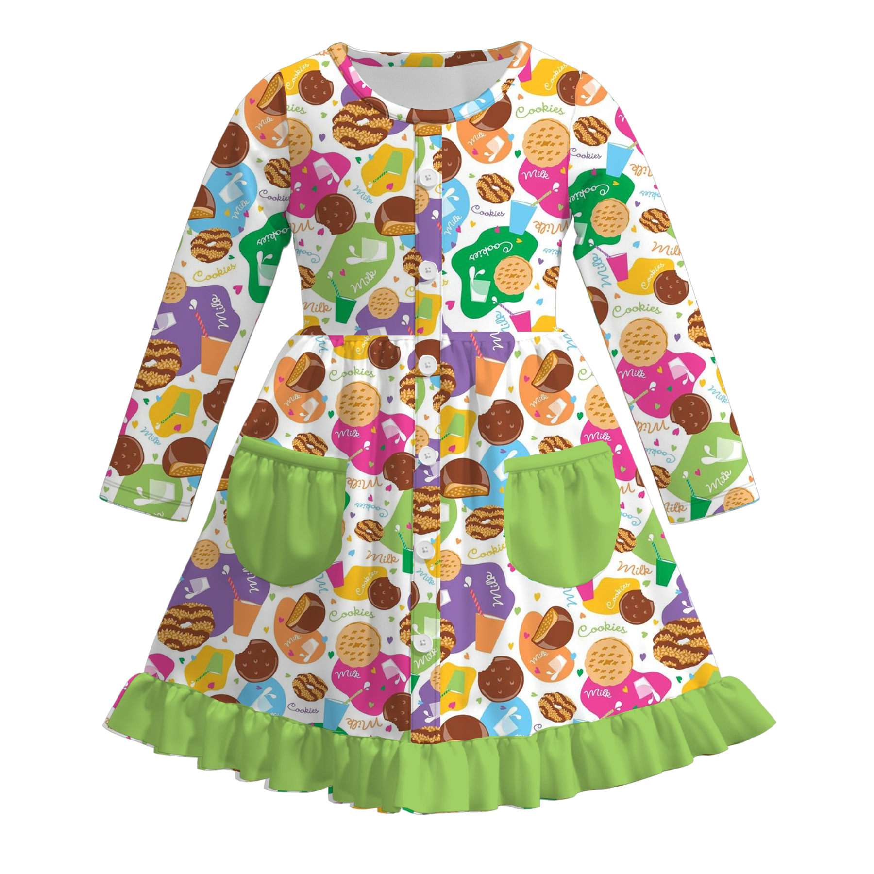 （Pre Order）Girls Fall Dessert Print Dress