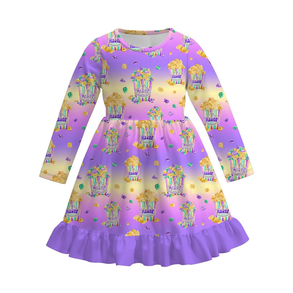 （Pre Order）Girls Mardi Gras Print Dress