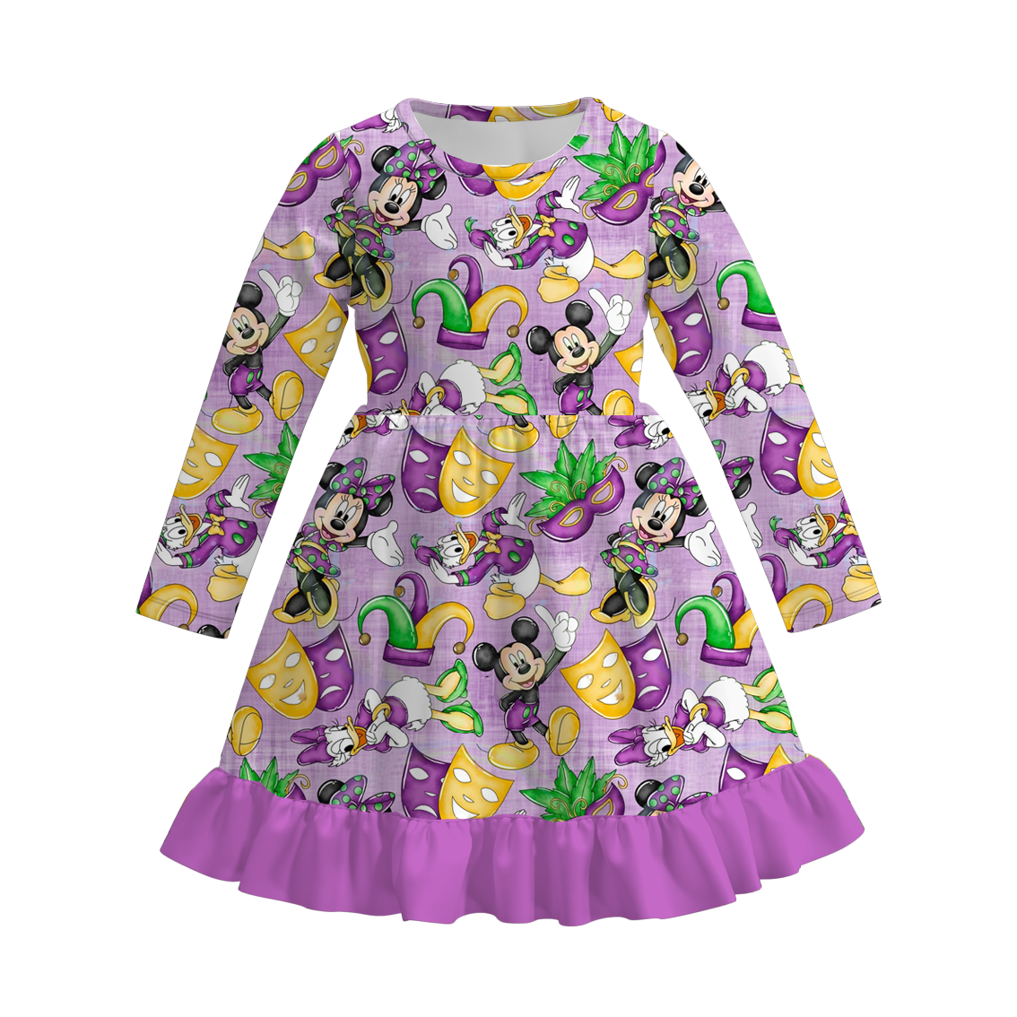 （Pre Order）Girls Mardi Gras Print Dress