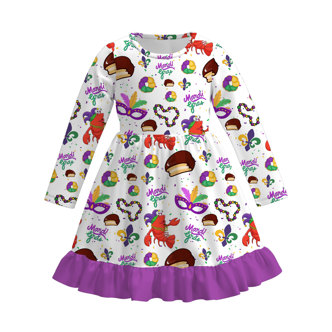 （Pre Order）Girls Mardi Gras Print Dress