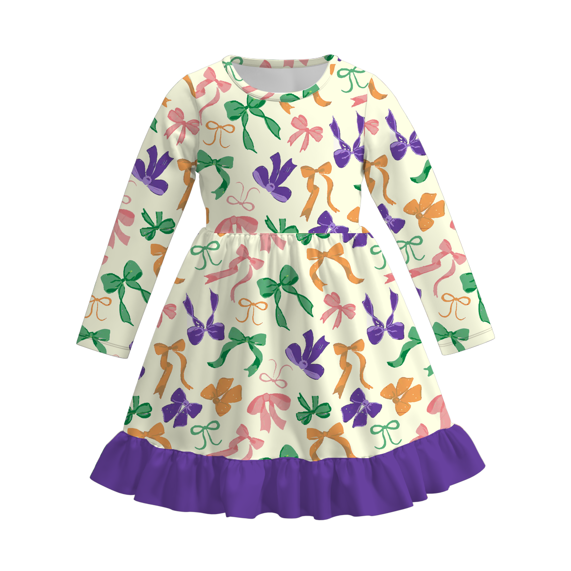 （Pre Order）Girls Mardi Gras Print Dress