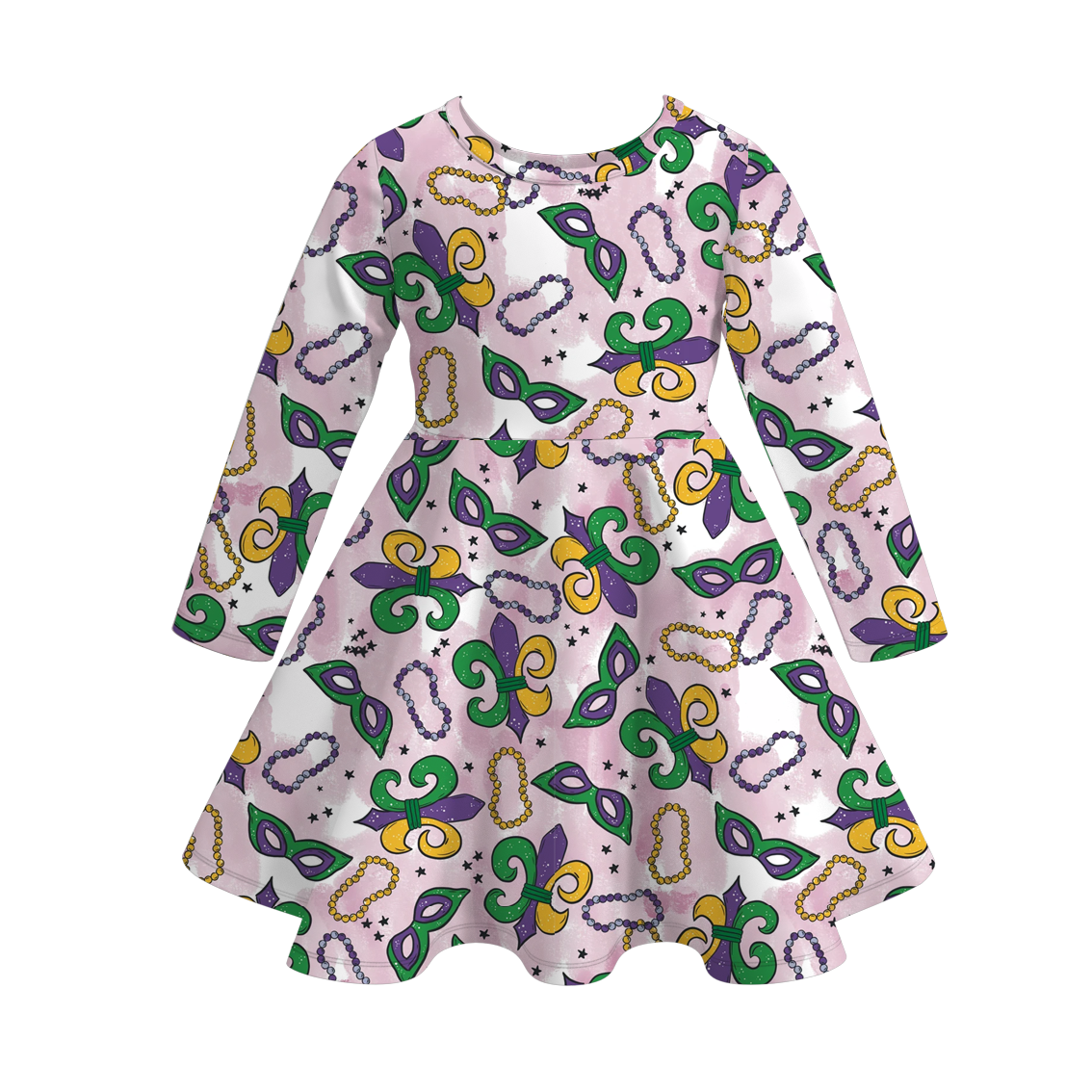 （Pre Order）Girls Mardi Gras Print Dress