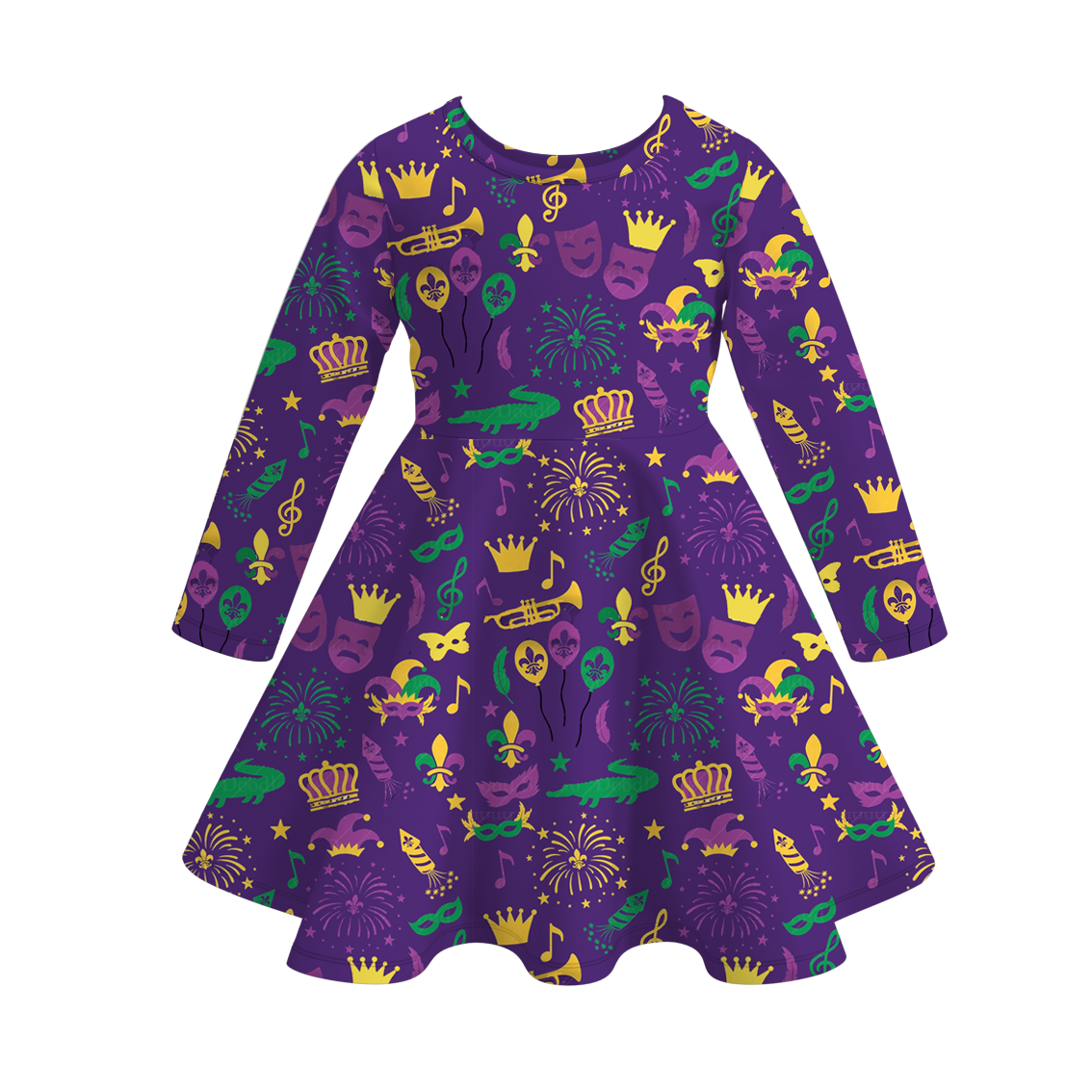 （Pre Order）Girls Mardi Gras Print Dress