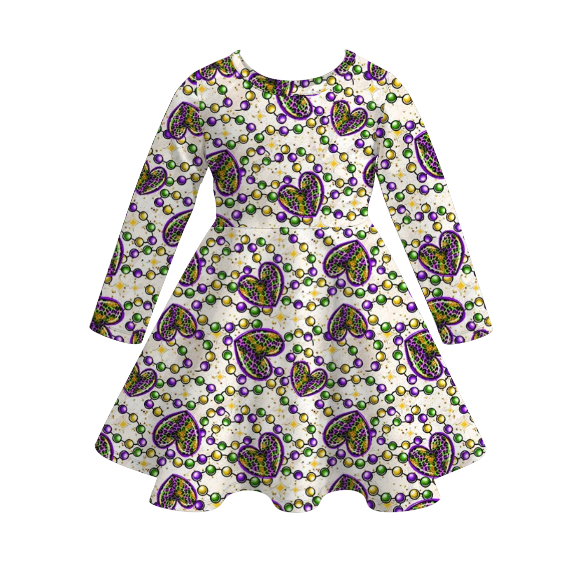 （Pre Order）Girls Mardi Gras Print Dress