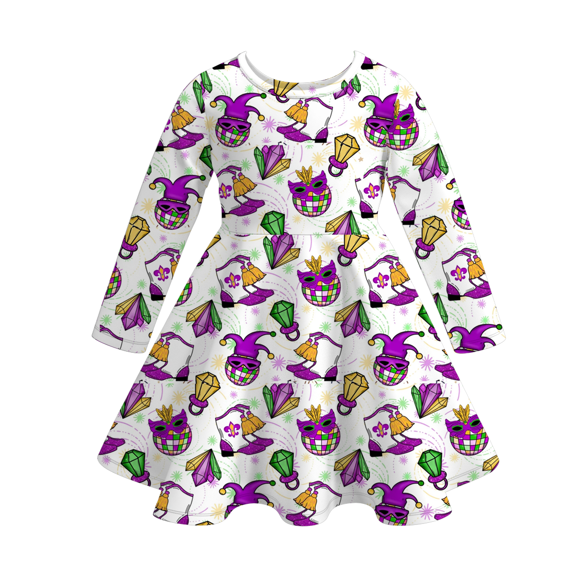 （Pre Order）Girls Mardi Gras Print Dress