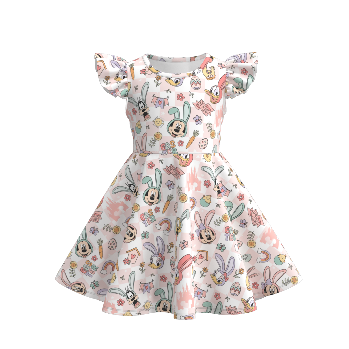 （Pre Order）Girls Easter Print Flying Sleeves Dress