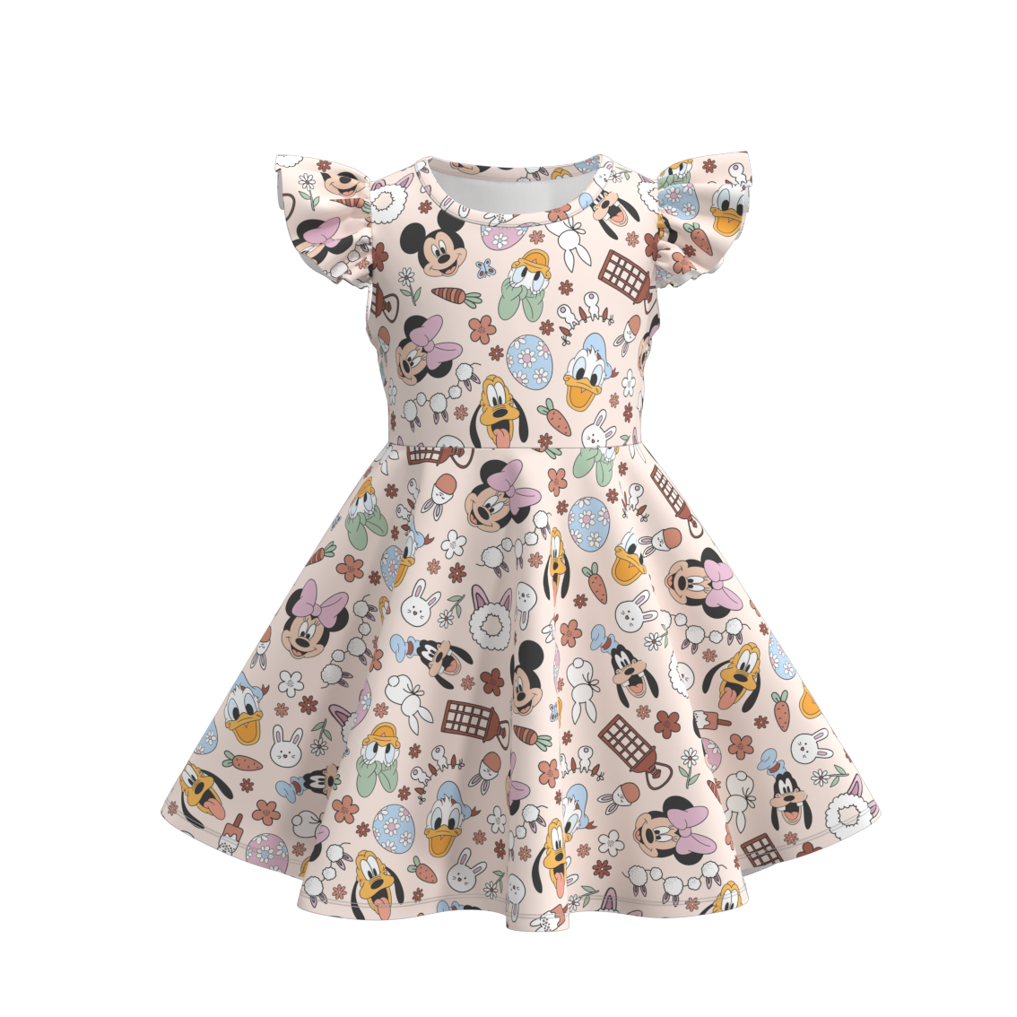 （Pre Order）Girls Easter Print Flying Sleeves Dress