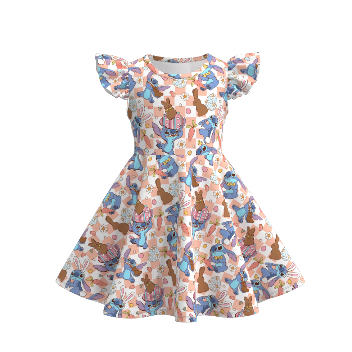 （Pre Order）Girls Easter Print Flying Sleeves Dress