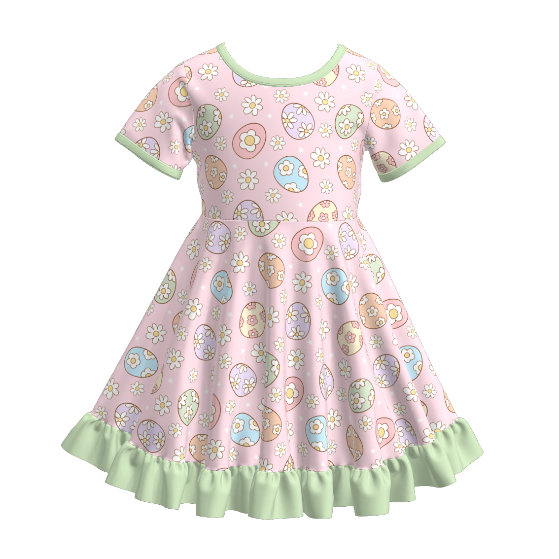 （Pre Order）Girls Easter Print Lace Dress