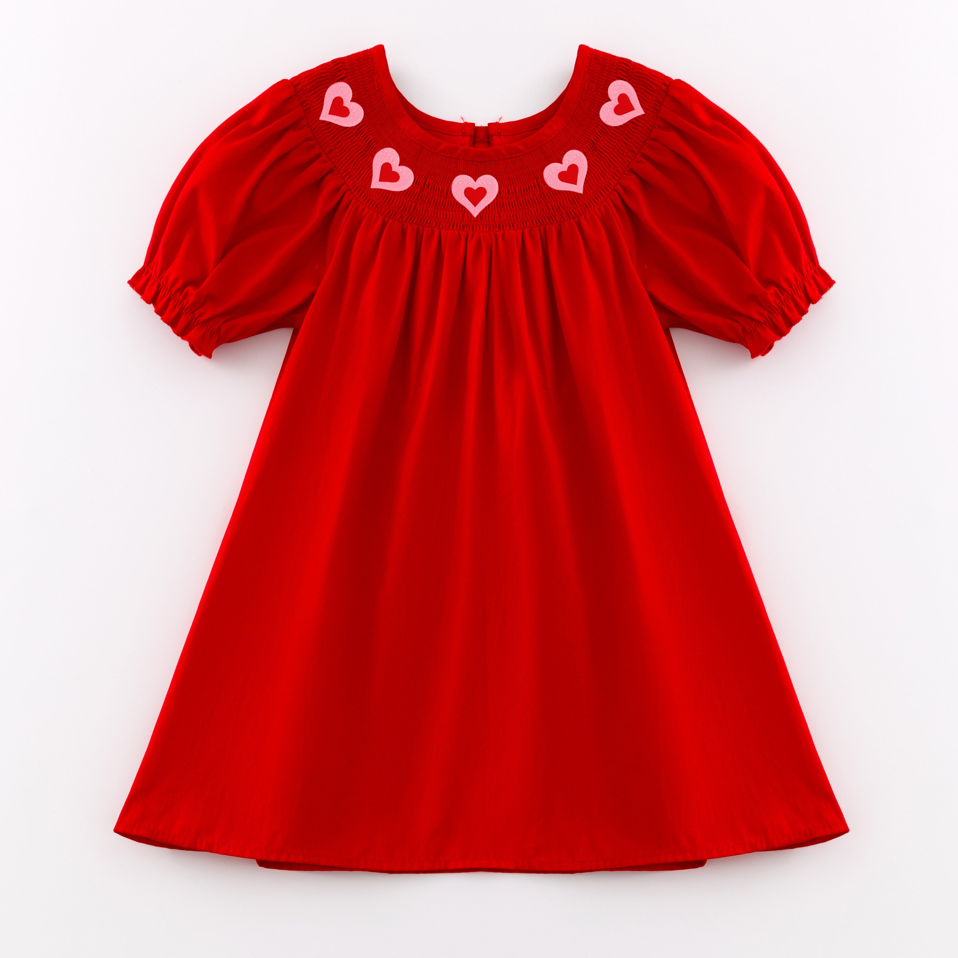 （Pre Order）Girls Valentine's Day Embroidery Smocked Dress and Romper