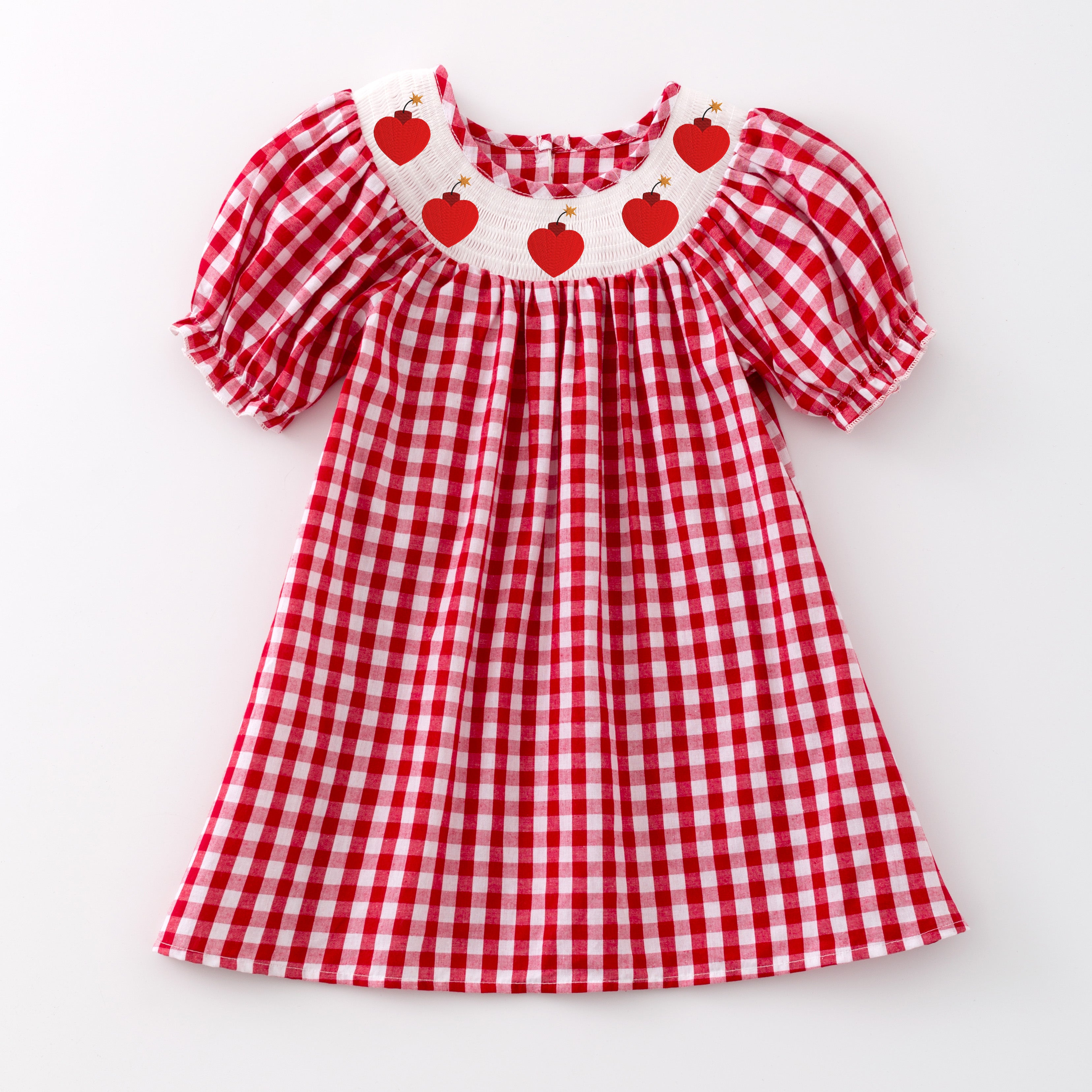 （Pre Order）Girls and Boys Valentine's Day Embroidery Smocked Dress Romper Outfit