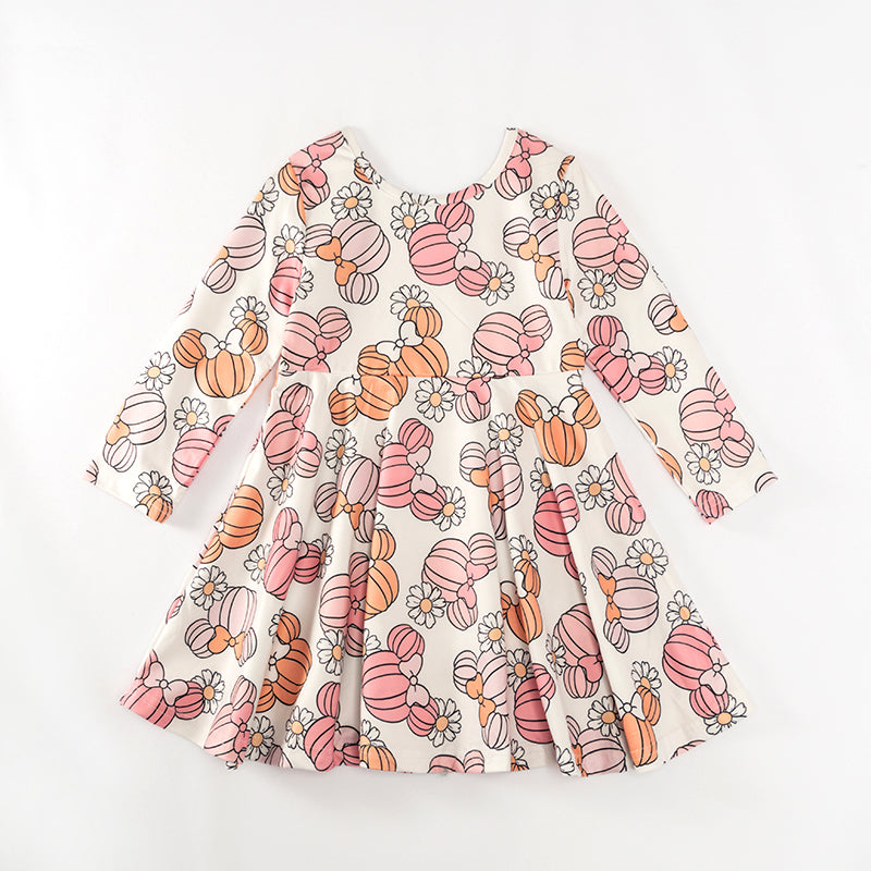 （In Stock Q03-05-01）Girls Thanksgiving Pumpkin Dress