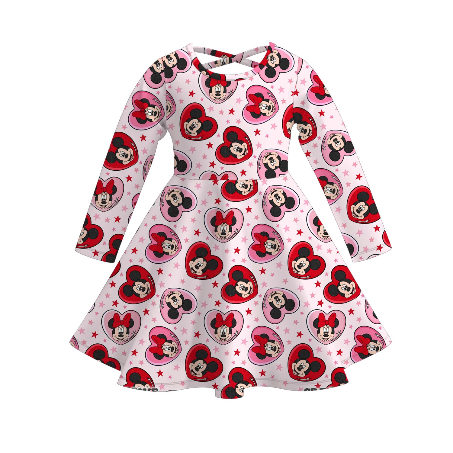 （Pre Order）Girls Valentine's Day Cartoon Print Dress