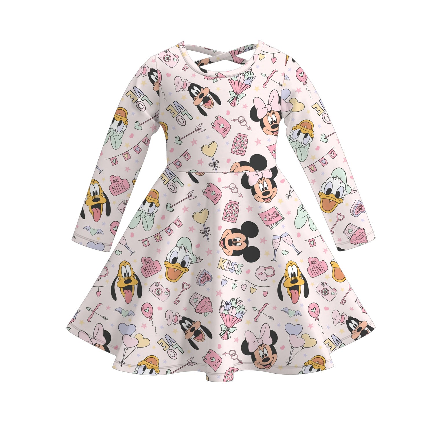 （Pre Order）Girls Valentine's Day Cartoon Print Dress