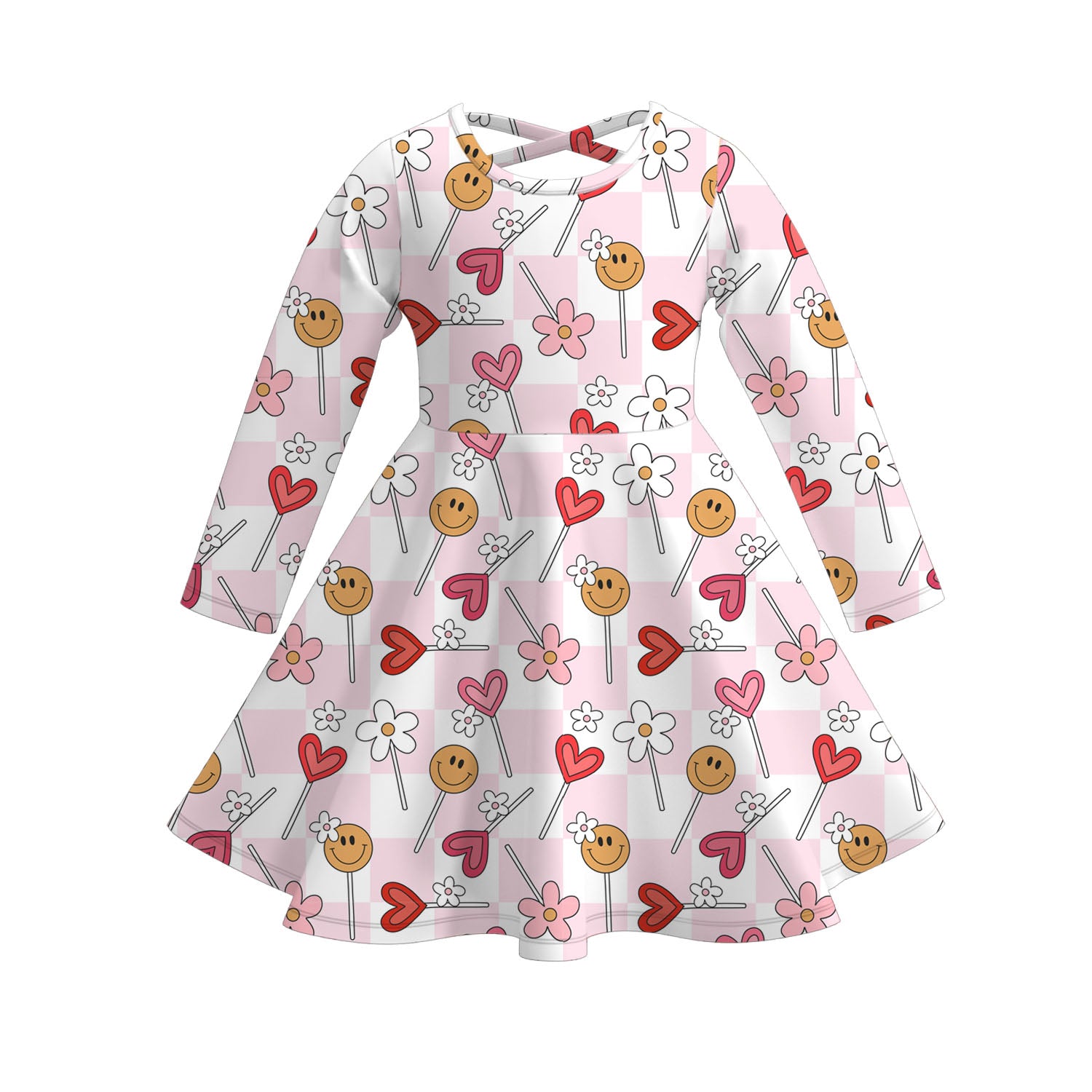 （Pre Order）Girls Valentine's Day Cartoon Print Dress