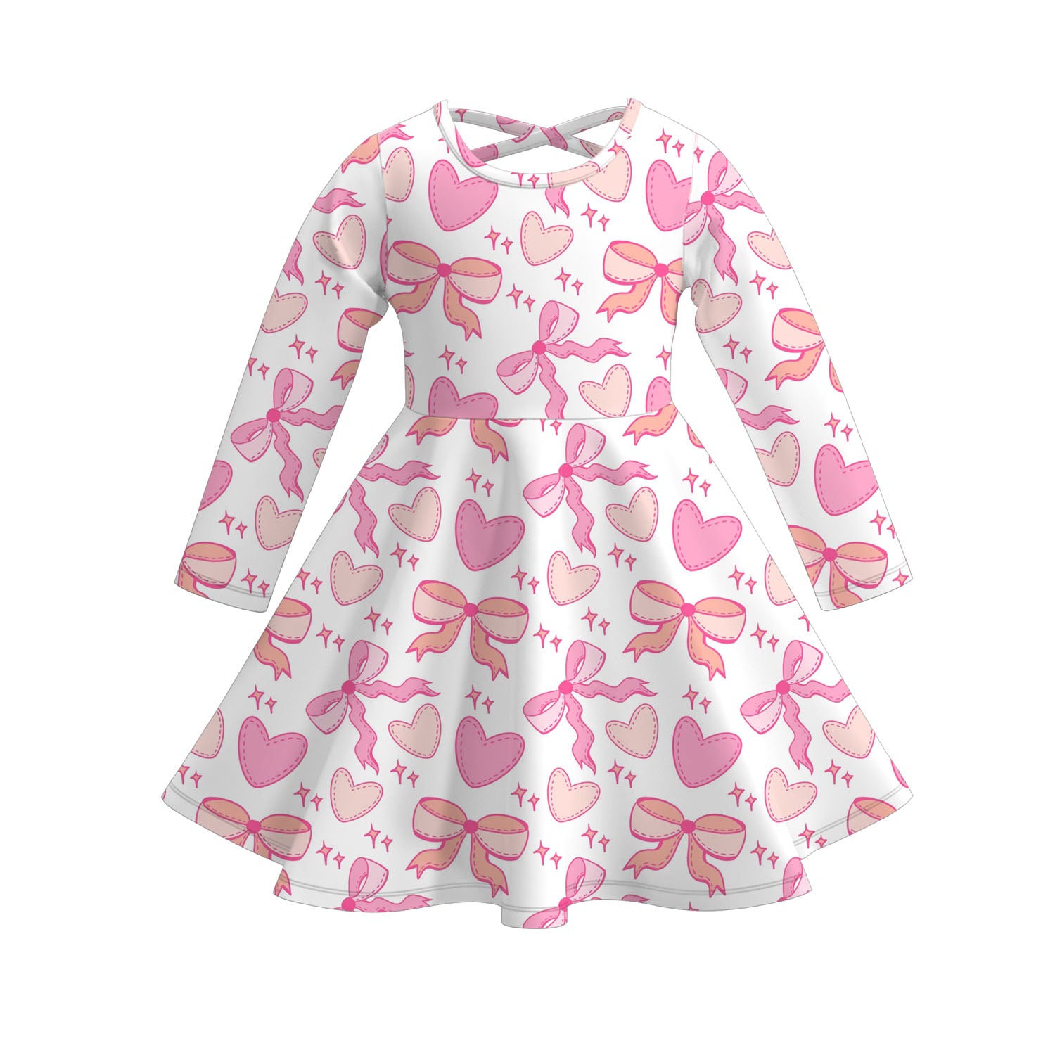 （Pre Order）Girls Valentine's Day Cartoon Print Dress