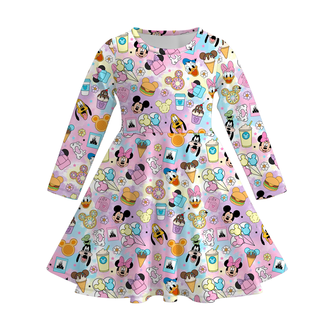 （Pre Order）Girls Fall Cartoon Print Dress