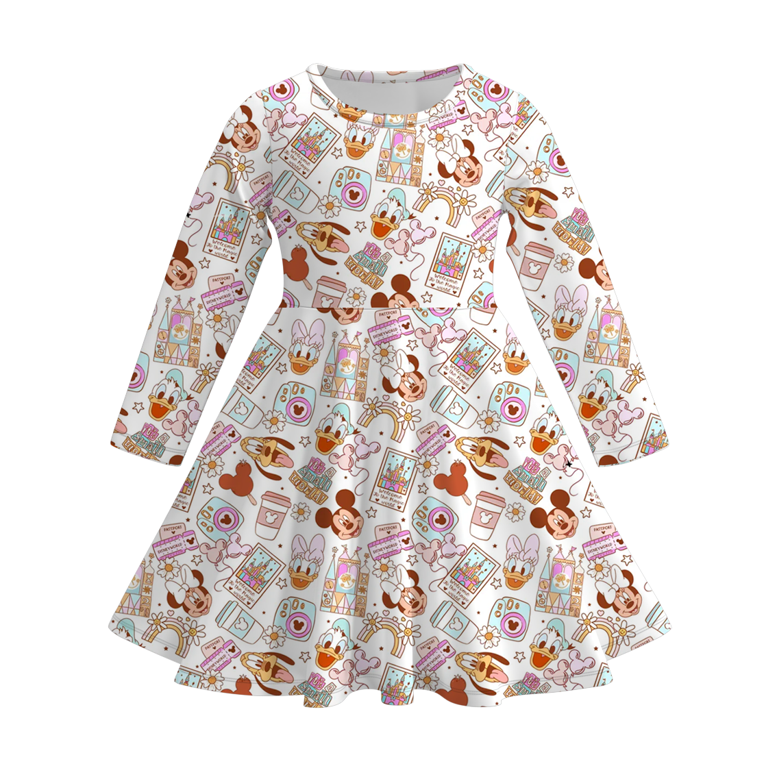 （Pre Order）Girls Fall Cartoon Print Dress