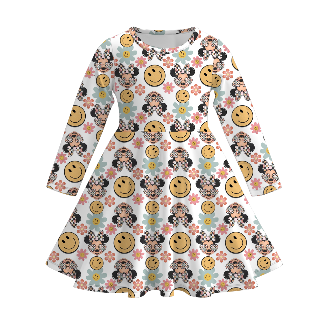 （Pre Order）Girls Fall Cartoon Print Dress