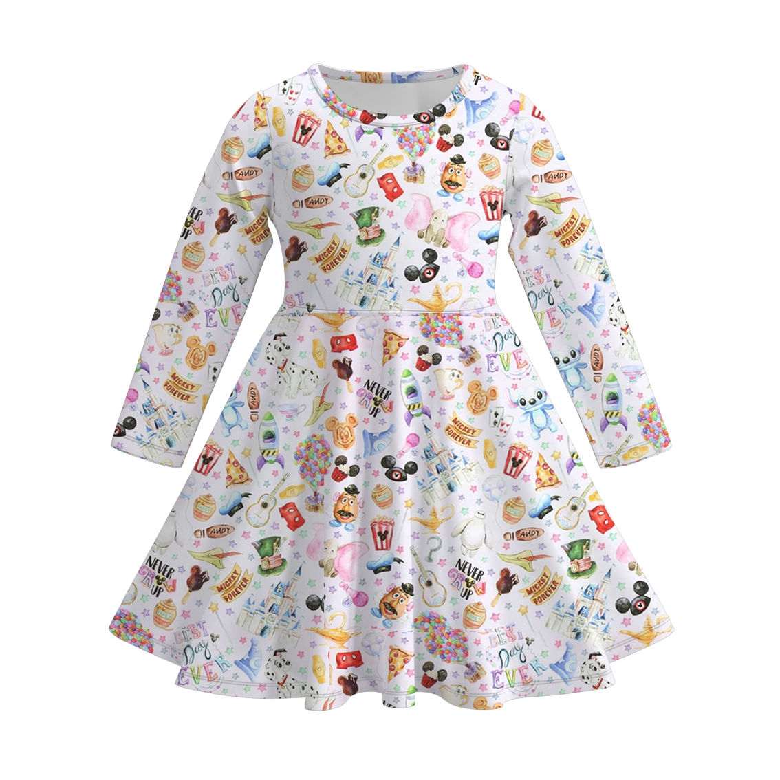 （Pre Order）Girls Fall Cartoon Print Dress