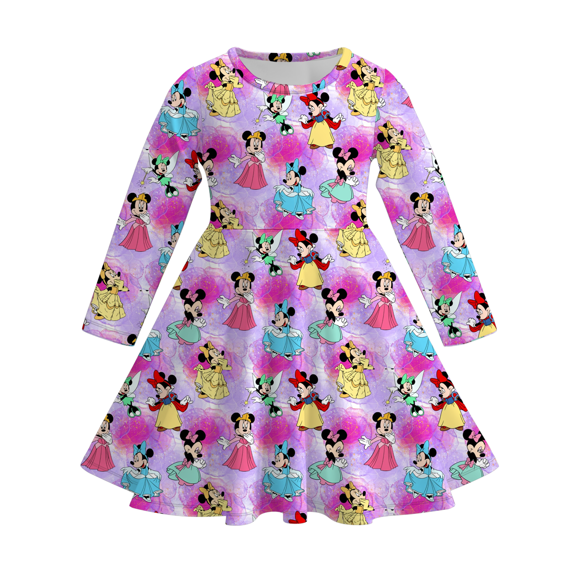 （Pre Order）Girls Fall Cartoon Print Dress