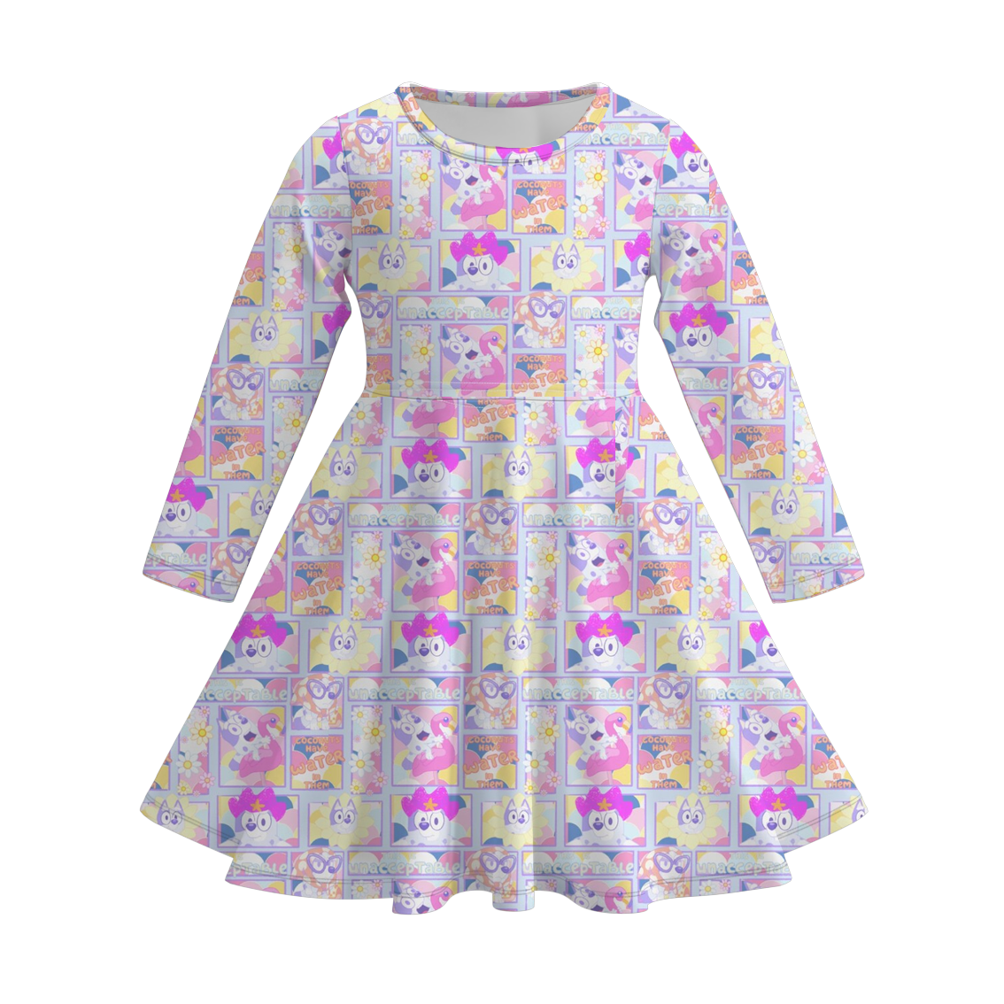 （Pre Order）Girls Fall Cartoon Print Dress