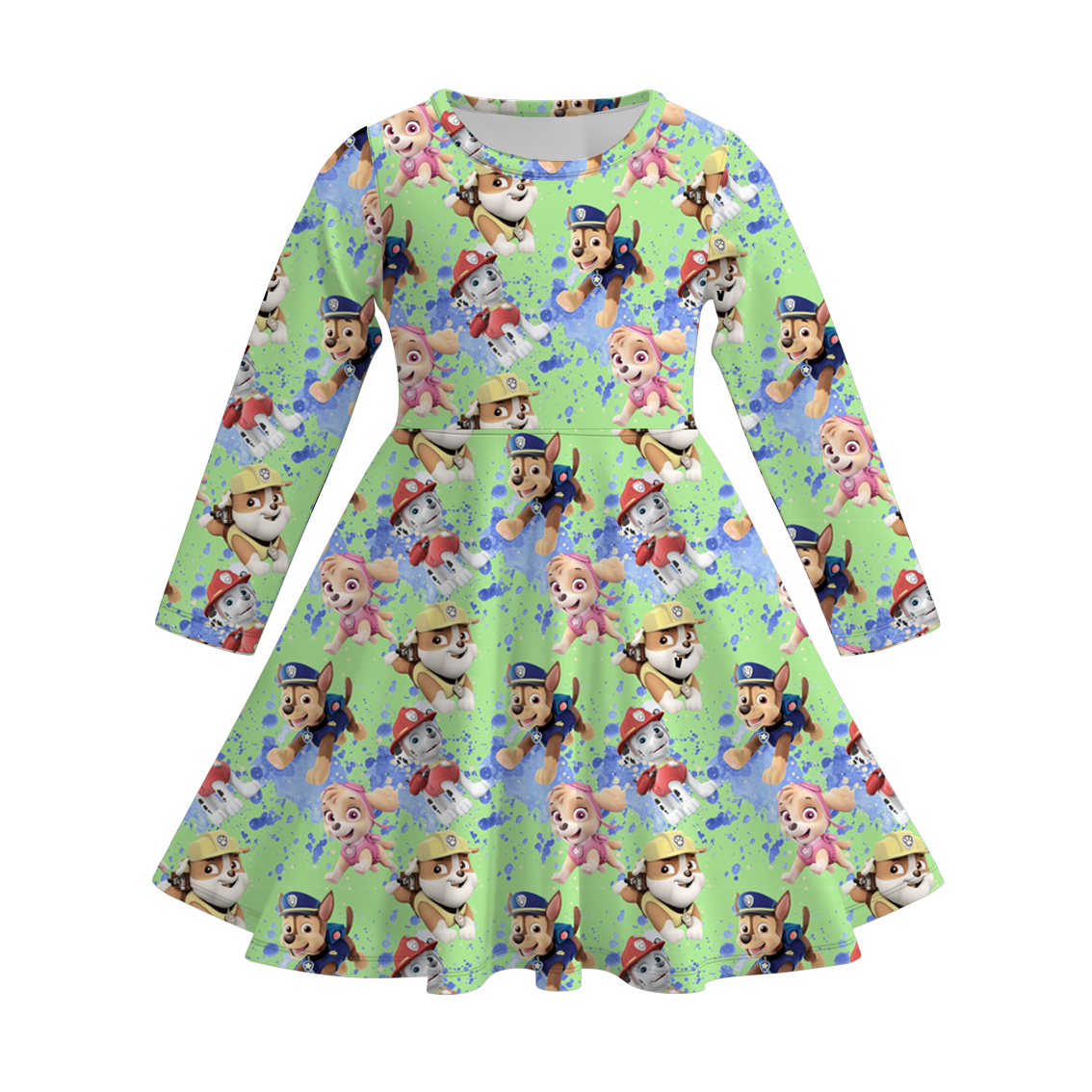 （Pre Order）Girls Fall Cartoon Print Dress