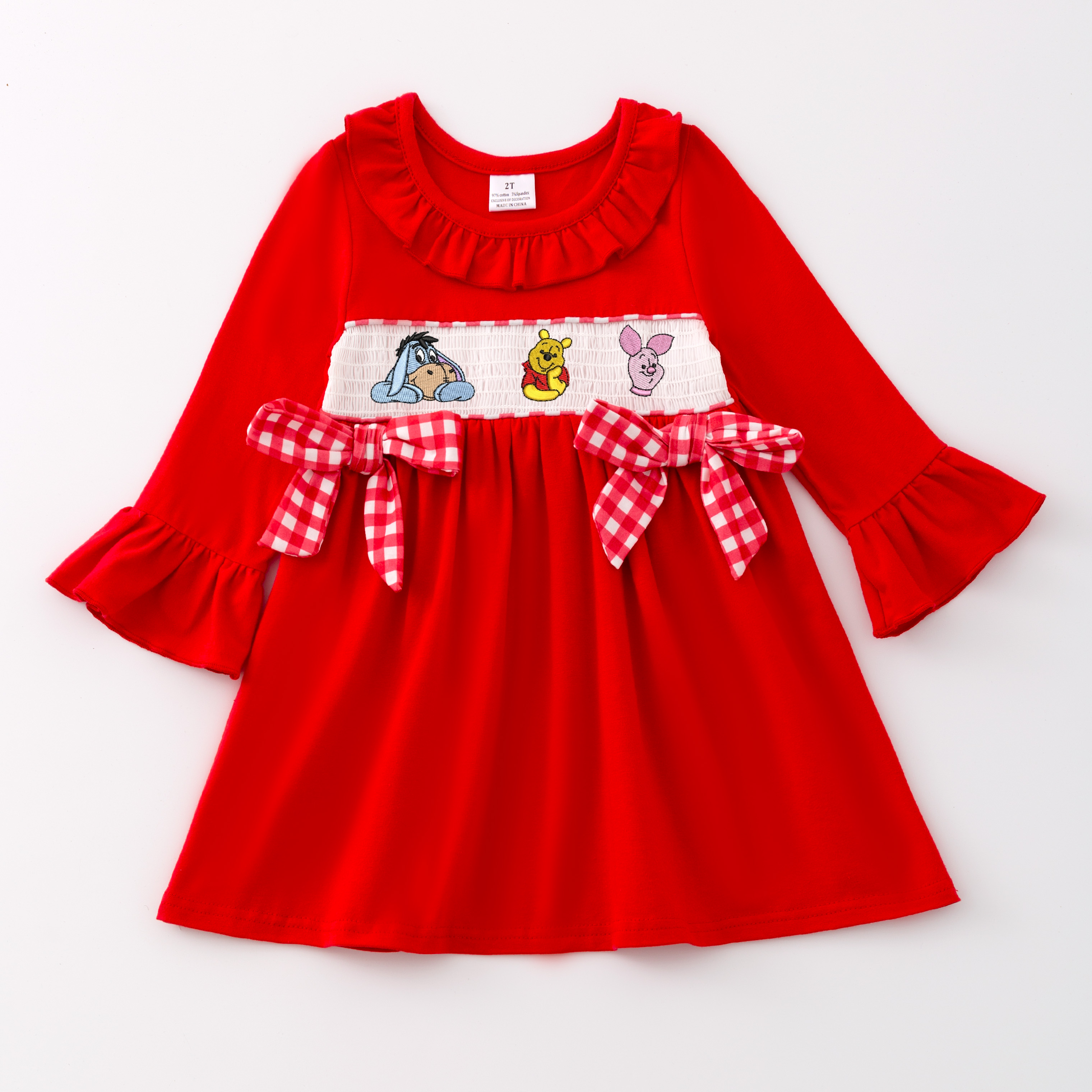 （Pre Order）Girls Christmas Embroidery Smocked Dress