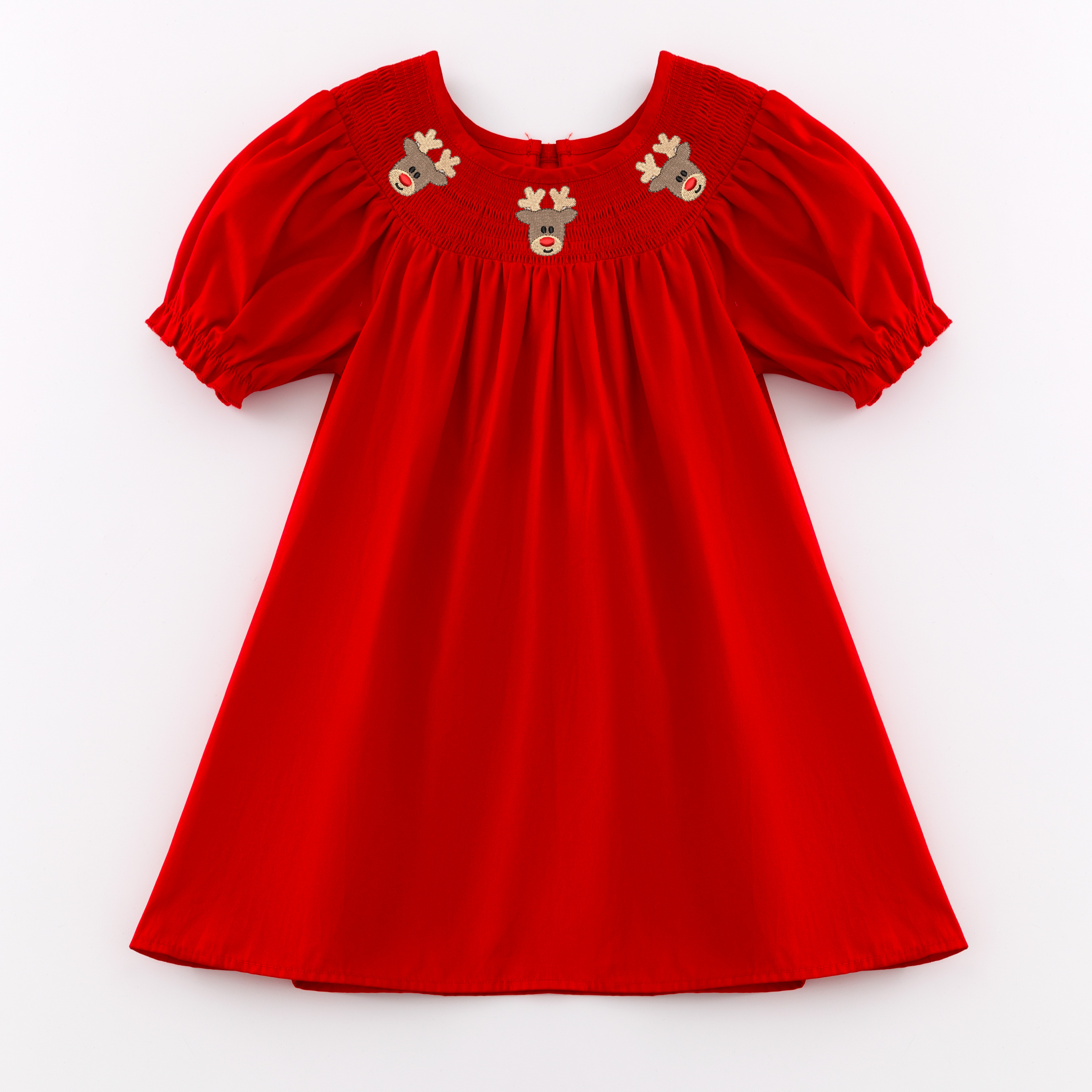 （Pre Order）Girls Christmas Embroidery Smocked Dress