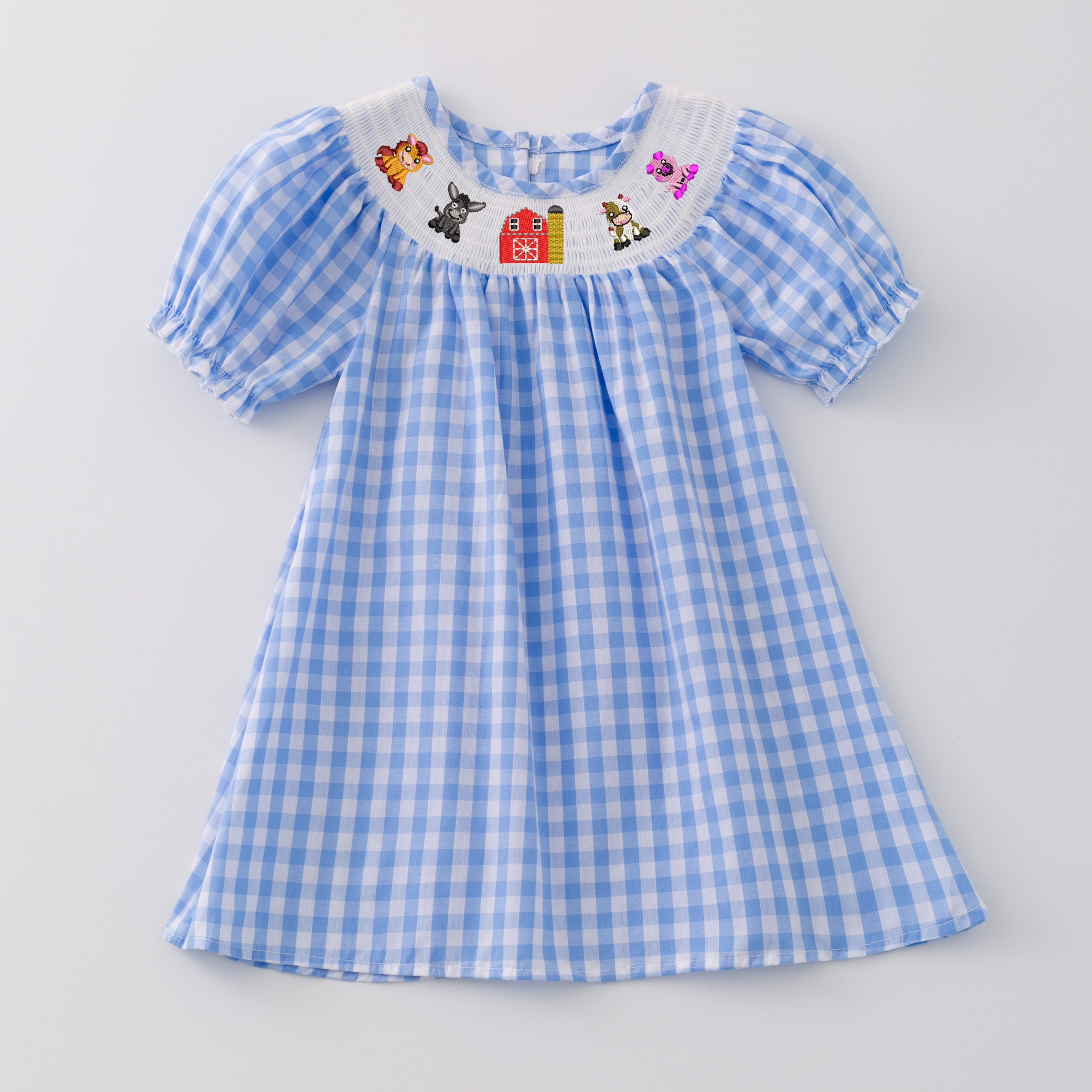 （Pre Order）Girls Farm Embroidery Smocked Dress