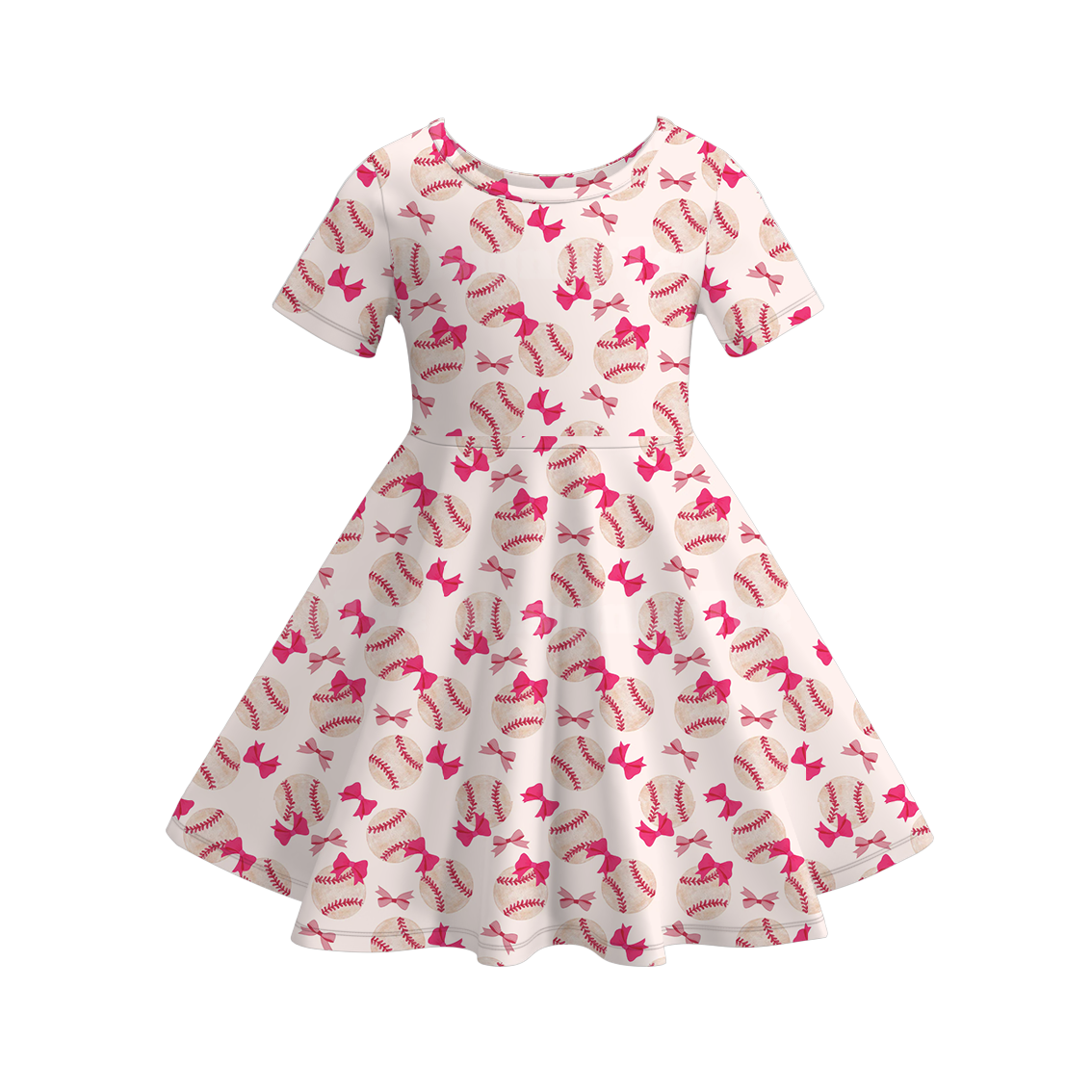 （Pre Order）Girls Fall Baseball Print Dress