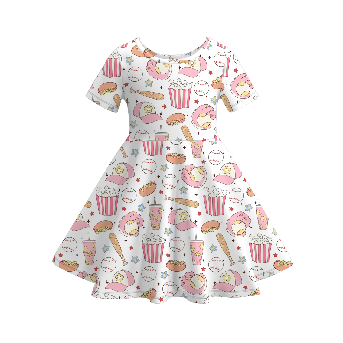 （Pre Order）Girls Fall Baseball Print Dress