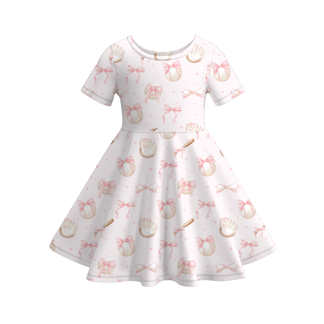 （Pre Order）Girls Fall Baseball Print Dress