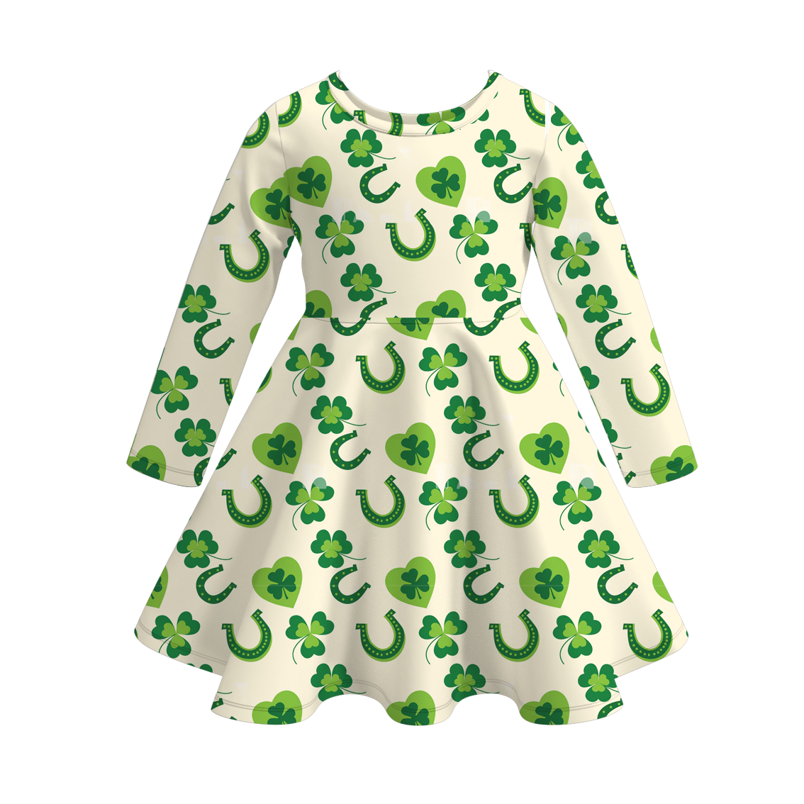 （Pre Order）Girls St. Patrick's Day Shamrock Print Milk Silk Dress