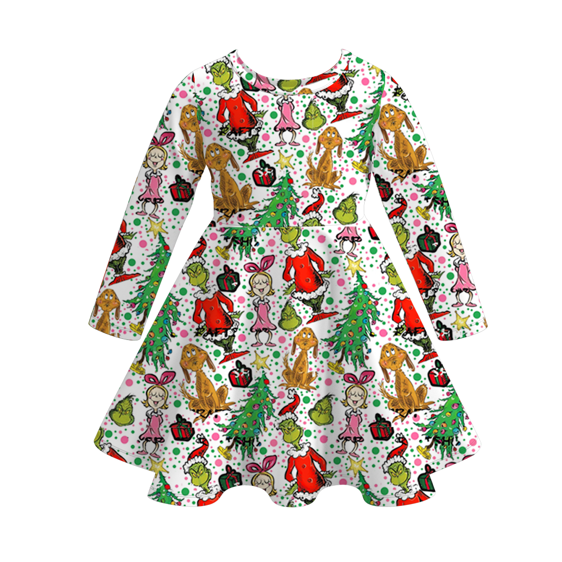 （Pre Order）Girls Christmas Print Milk Silk Dress