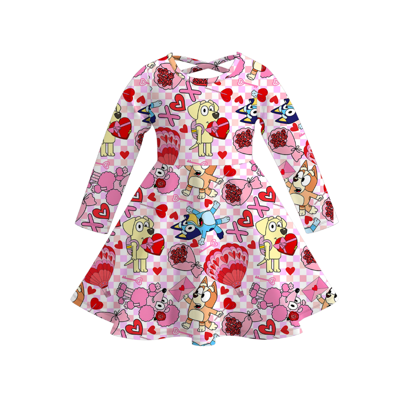 （Pre Order）Girls Valentine's Day Cartoon Print Dress