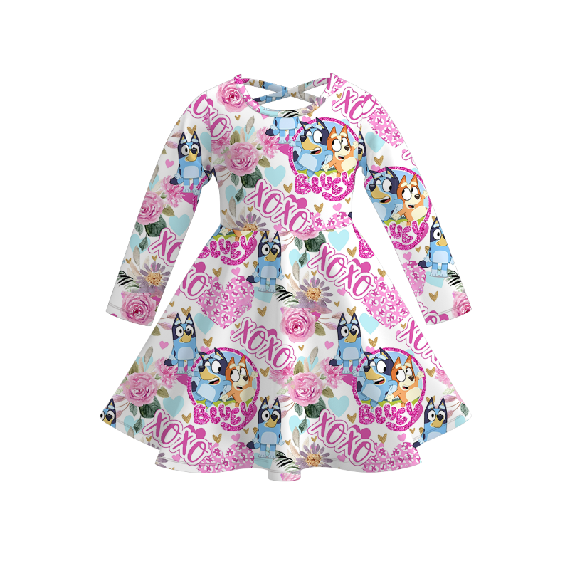 （Pre Order）Girls Valentine's Day Cartoon Print Dress