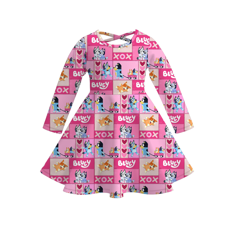 （Pre Order）Girls Valentine's Day Cartoon Print Dress