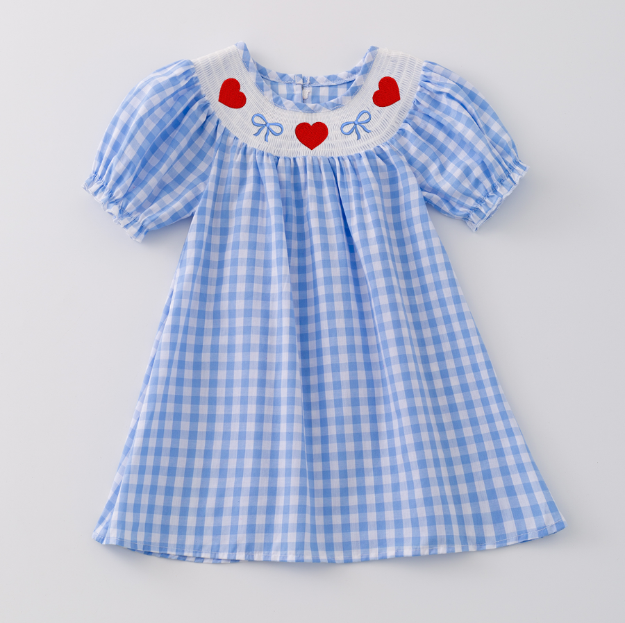 （Pre Order）Girls and Boys Valentine's Day Embroidery Smocked Dress Romper Outfit