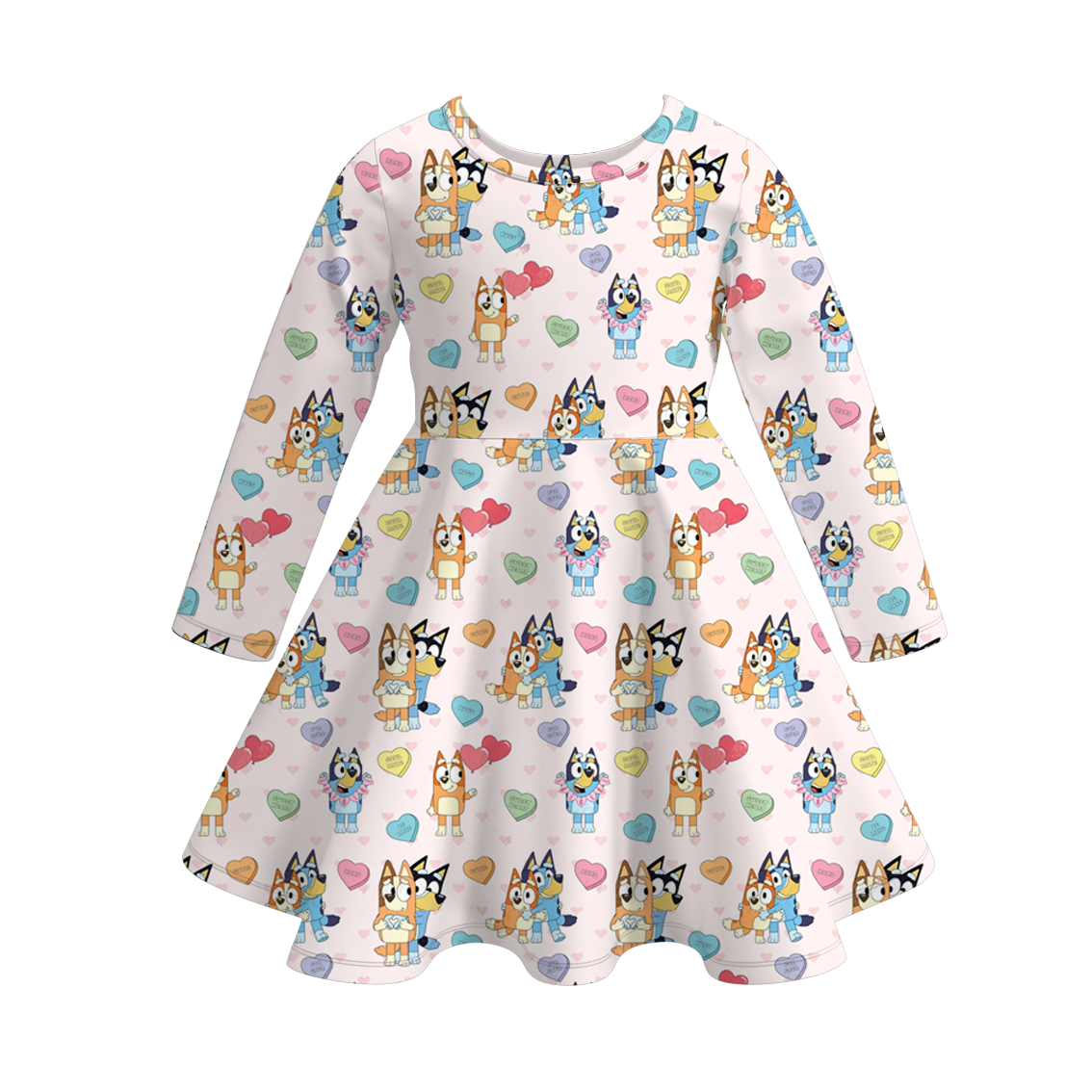 （Pre Order）Girls Valentine's Day Cute Cartoon Print Dress