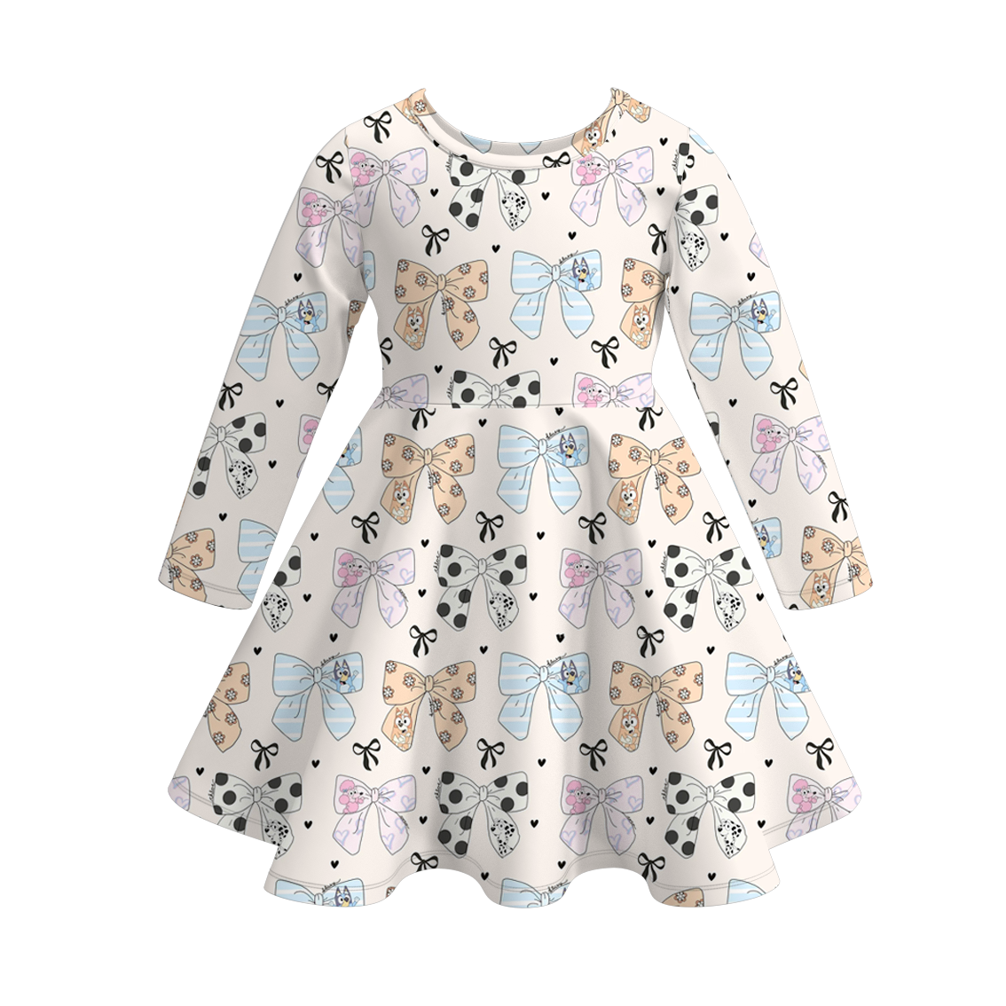 （Pre Order）Girls Valentine's Day Cute Cartoon Print Dress