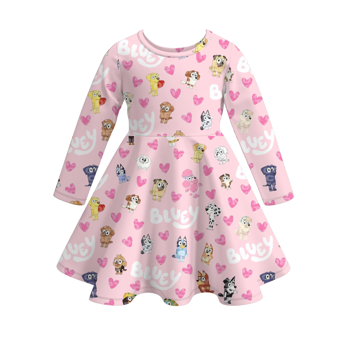 （Pre Order）Girls Valentine's Day Cute Cartoon Print Dress